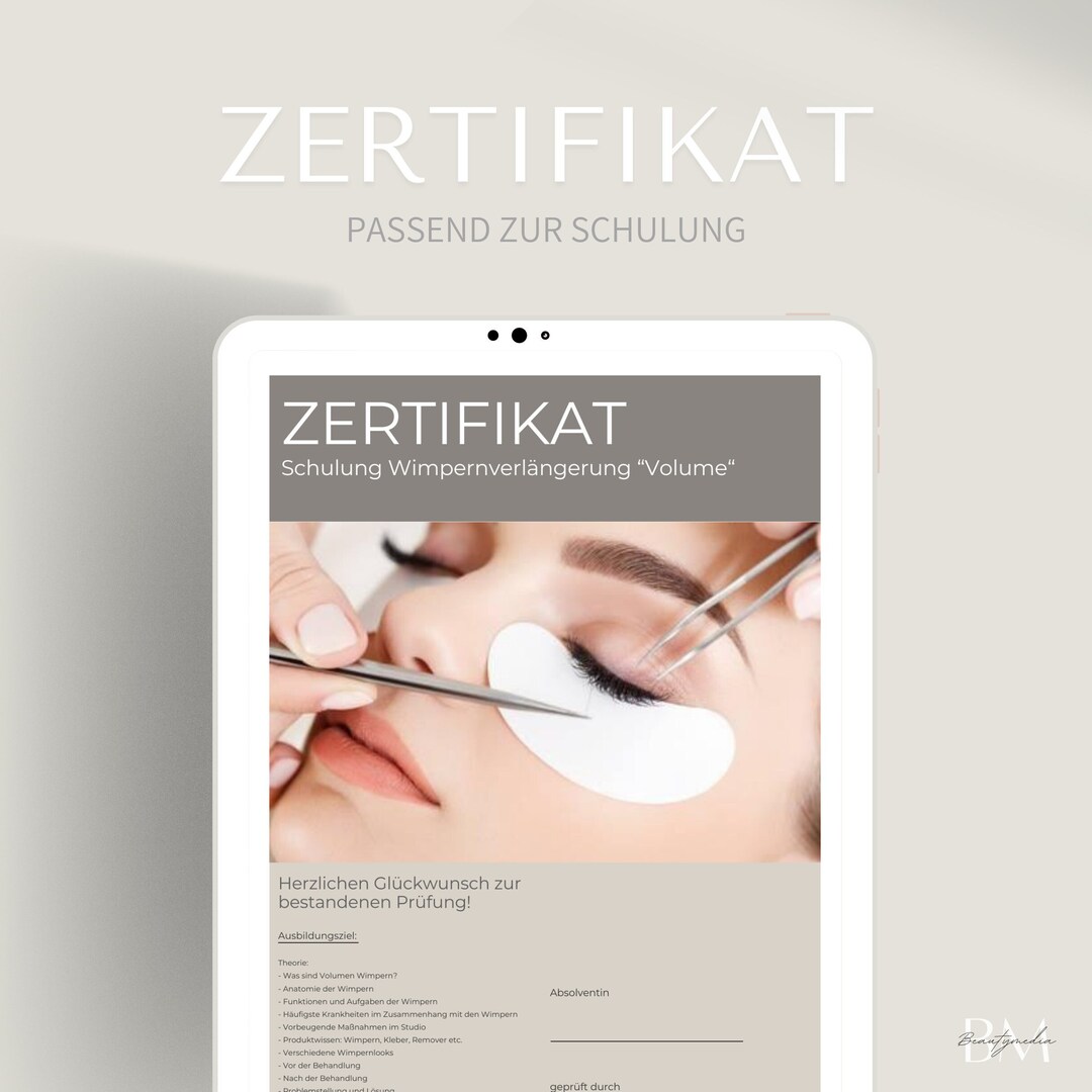Certificate for Eyelash Extension Training as PDF & Canva | Lash ...