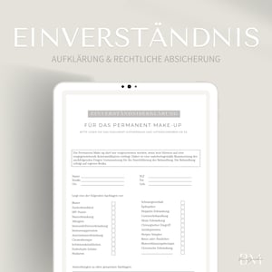 Einverständnis für Permanent Make-up im PDF und Canva Format E-File kaufen & downloaden semi permanent PMU Fragebogen inkl Unterschrift Bild 1