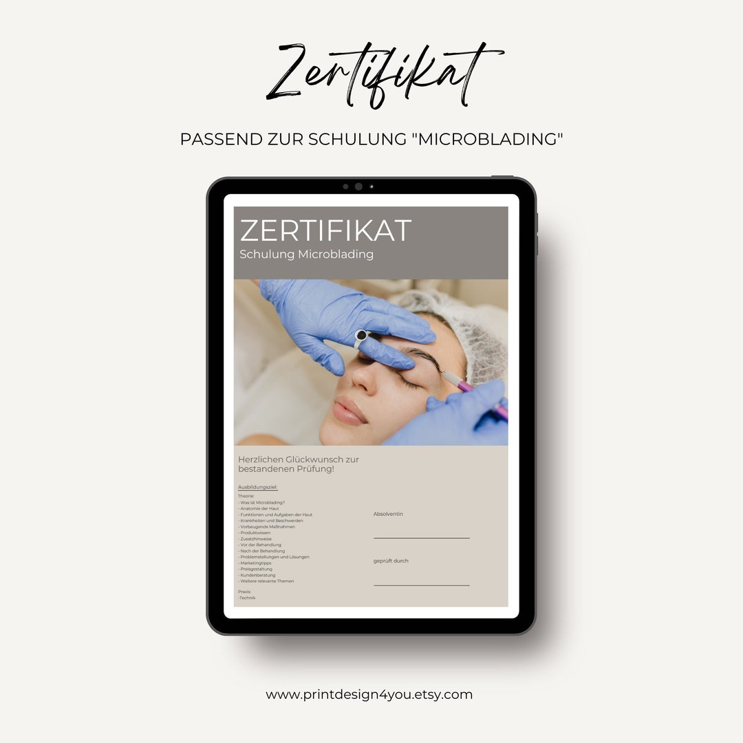 Certificate for Microblading Training as PDF &amp; Canva - Etsy