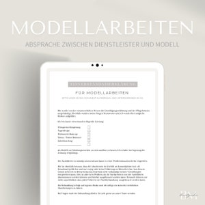 Könnte beinhalten: Ein Dokument mit dem Titel "Einverständniserklärung für Modellarbeiten" mit einer Checkliste für Dienstleistungen, darunter Wimpernverlängerung, Nageldesign, Permanent Make-up, Tattooentfernung und Zähnebleichen. Das Dokument besagt, dass das Modell zustimmt, dass ein Schüler diese Dienstleistungen an ihm übt, im Austausch für einen ermäßigten Preis.