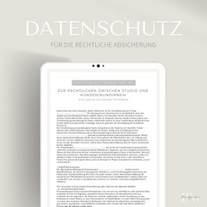 DSGVO data protection declaration in PDF & Canva format for the homepage as legal protection | according to law and basic regulation