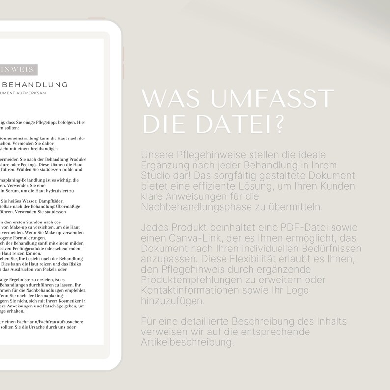 Pflegehinweis für eine Radiofrequenztherapie inkl. Vakuumtechnik im PDF & Canva Format | Anleitung nach der Behandlung zur Gewichtsreduktion image 2