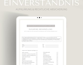 Toestemming voor suikerbehandeling | Goedkeuringsformulier in PDF- en Canva-formaat | Vragenlijst over ontharing + handtekening van de klant