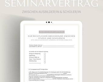Training contract as PDF template | For the cosmetics industry to legally secure model work | Sample contract for participants