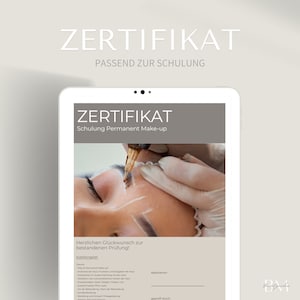 Zertifikat zur Permanent Make up Schulung als PDF & Canva | PMU Diplom | Semi-permanentes Make-up | Urkunde und Beglaubigung | Vorlage