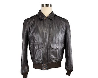Vintage 80s U.S. Army Air Force A-2 Leather Jacket Type S Brown