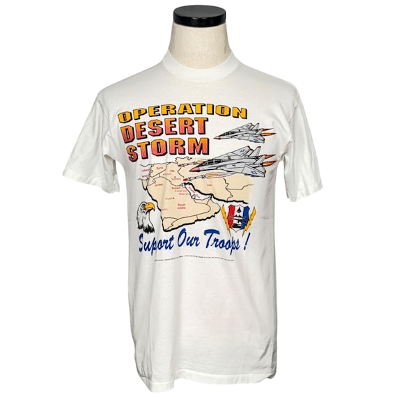 Hanes, Operation Desert Storm 90s Vintage Hanes T-Shirt M White Single Stitch Graphic USA