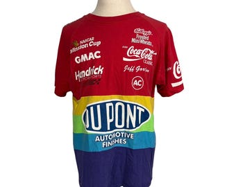 Chase  Vintage Jeff Gordon Dupont NASCAR Rainbow T-Shirt L Cotton USA 90's