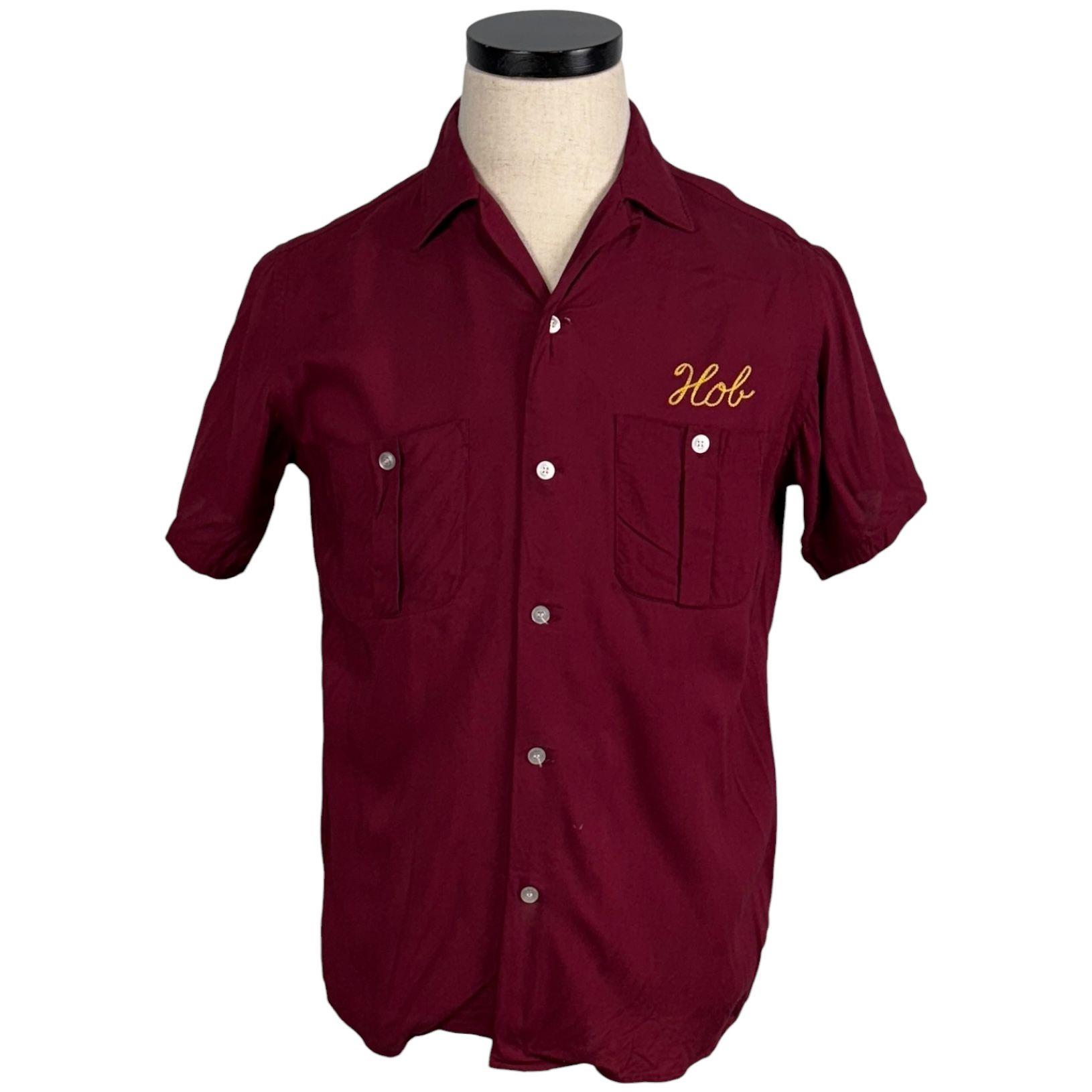 t*読様 Hilton bowlingshirt 50s Vintage 50s Hilton Burgundy Bowling Shirt Chain Stitch Embroidery