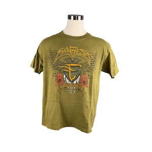 Vintage 90s Eagles Graphic Tee - Olive Green Single Stitch XL