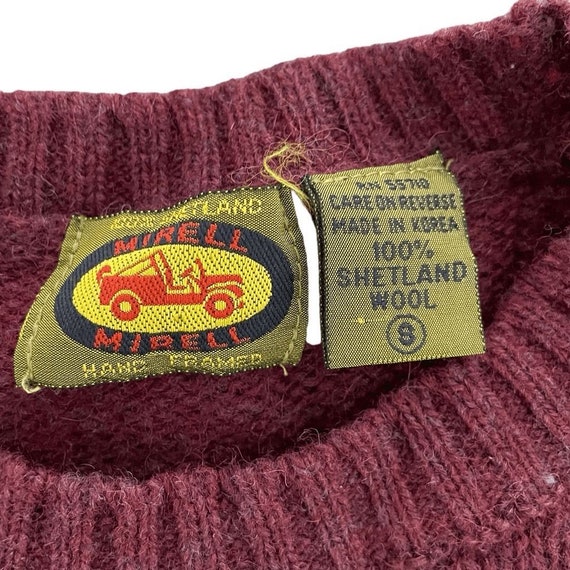 Vintage Mirell Burgundy Striped Knit Shetland Woo… - image 3