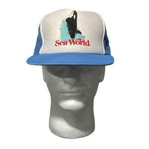 Vintage Sea World Shamu 90’s Mesh Back Trucker Hat Blue Sportcap