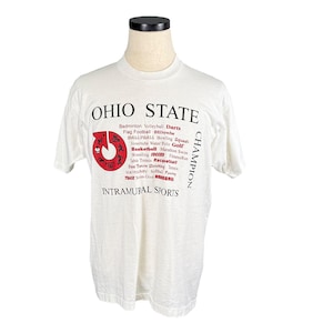 Vintage 90s Ohio State Champion Intramural Sports T-Shirt XL Fruit Of The Loom White