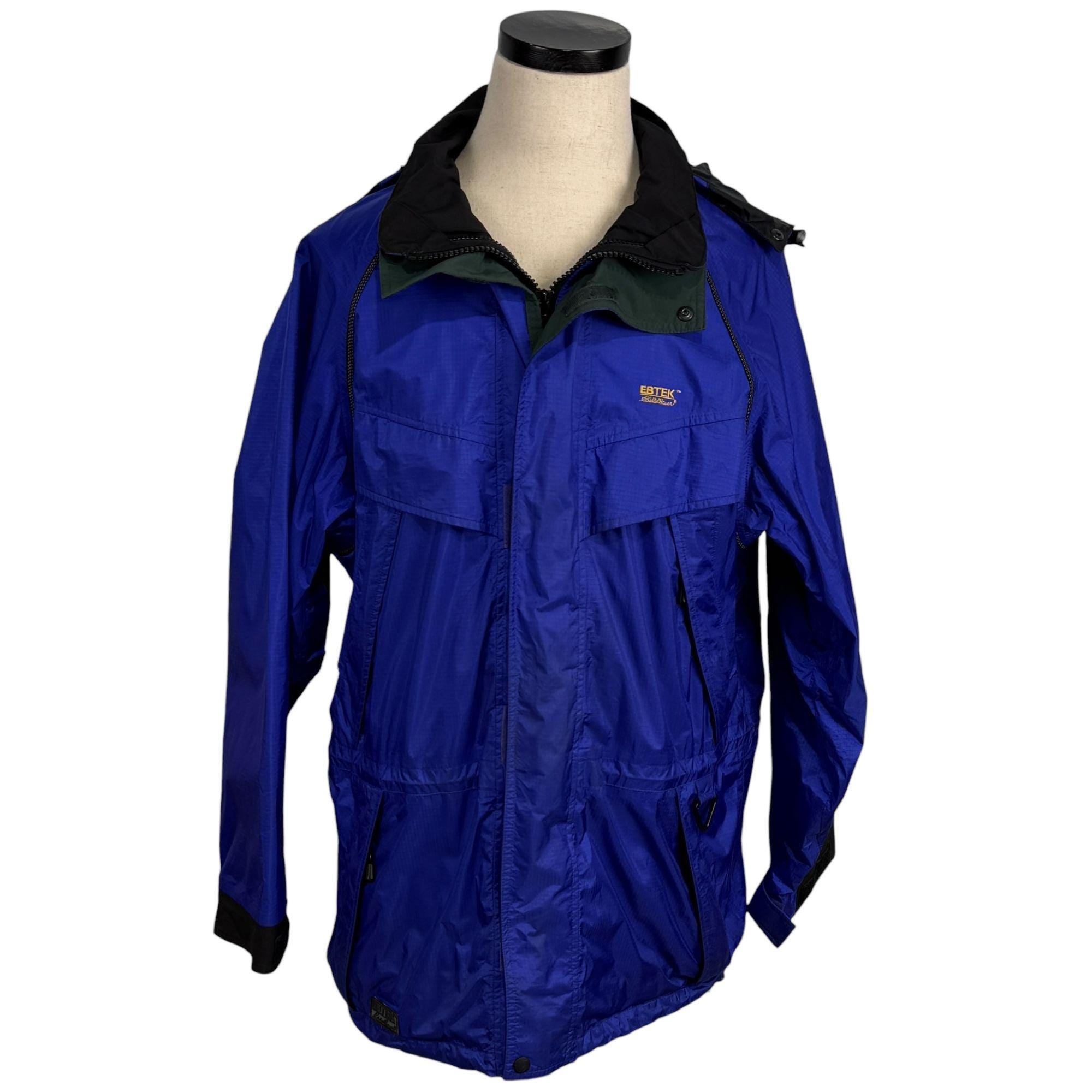 80s eddie bauer goretex jacket 黒タグ　EBTEK Eddie Bauer Ebtek Mens M Blue Gore-tex Hooded Jacket With Nylon