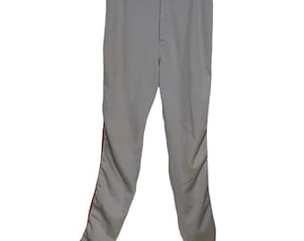 Jose Parra Game-Worn Russell Athletic Baseball Pants Gray With Red Stripes 34 Waist 32 Inseam Made In USA