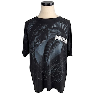 Vintage Pantera Rock Band Distressed All Over Print Graphic T Shirt XL 90&#39;s