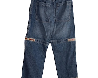 Vintage Le Jean De Marine Francois Giroud Denim Cargo Pants Y2k Street Style 38M