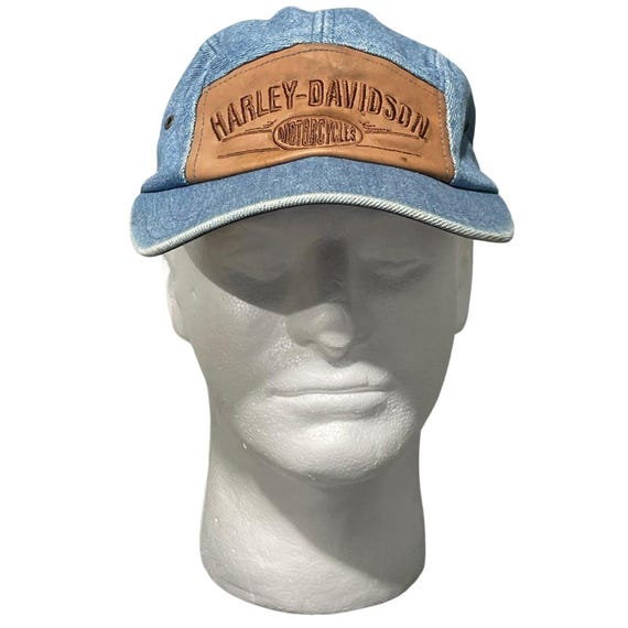 Vintage patched Harley Davidson hat Vintage Harley Davidson Wings Patch on Black Retro Hat w  main image 4