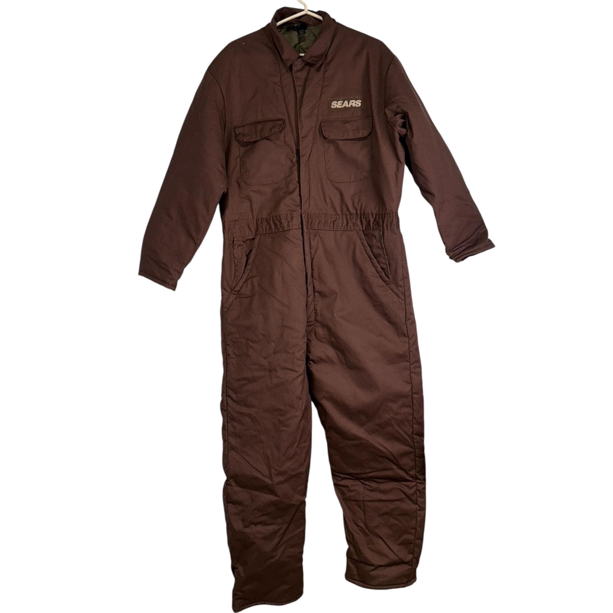 ヴィンテージ　Sears ONE PIECE Insulated Suit Vintage Sears Workwear Brown Insulated Coveralls Size L Nylon