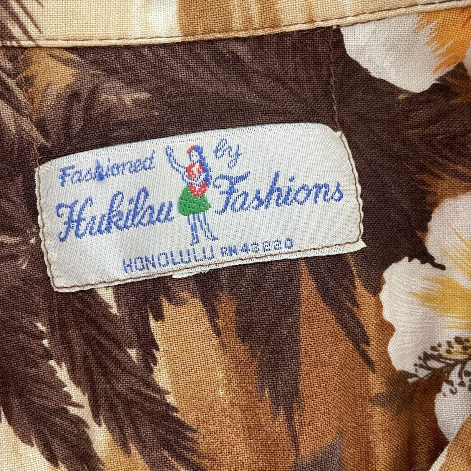 Vintage Hukilau Fashions 60s Hawaiian Shirt Brown Orange