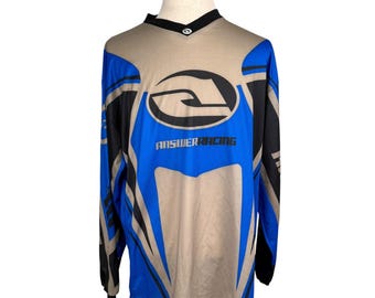Camiseta de motocross Answer Racing XL Y2K azul y gris de manga larga, ligera, de poliéster
