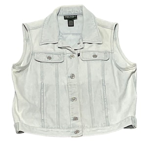 Vintage Lauren Jean Co Ralph Lauren Womens 10 Faded Denim Jean Button Vest 90’s