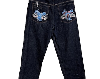 Vintage Paco Jeans Baggy Y2K  Denim Pants Embroidered Graphic Streetwear 38"x 33"