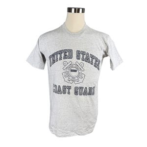 Vintage 90s Heather Gray Single Stitch College House United States Coast Guard T-Shirt M