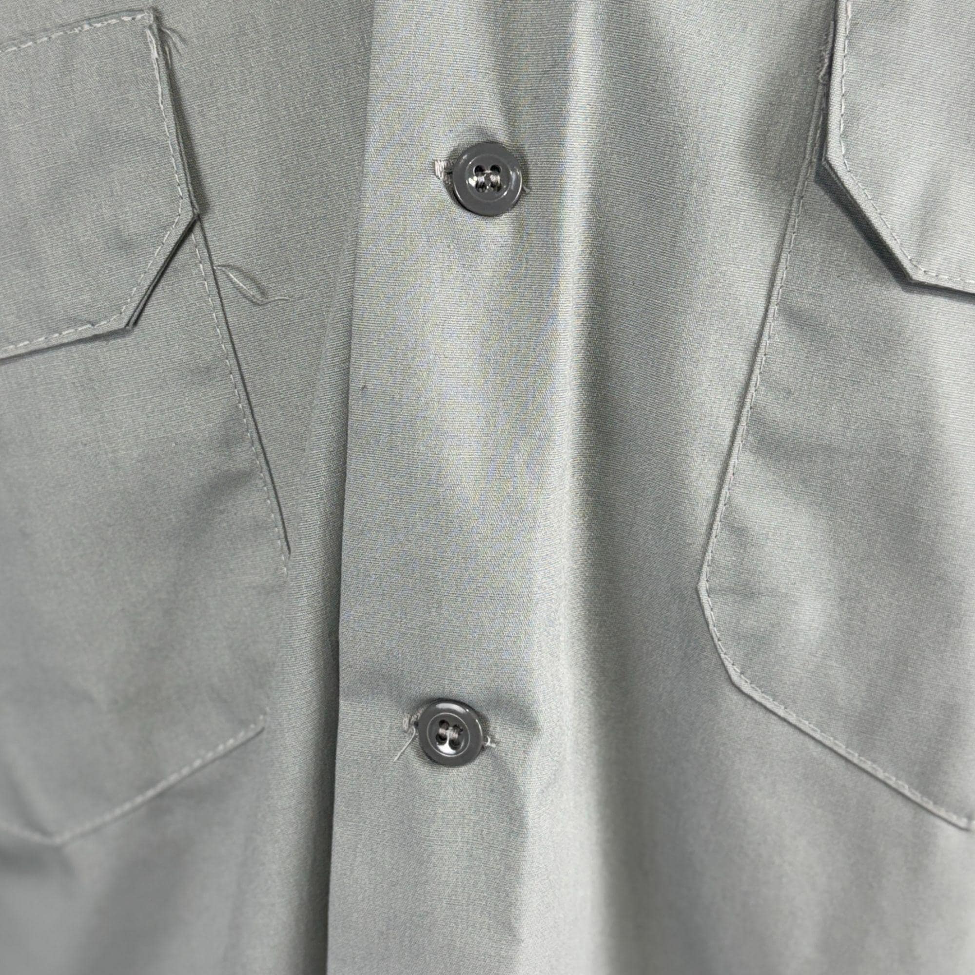 Vintage 60s Sears Permanent Press Gray Work Shirt M Long Sleeves