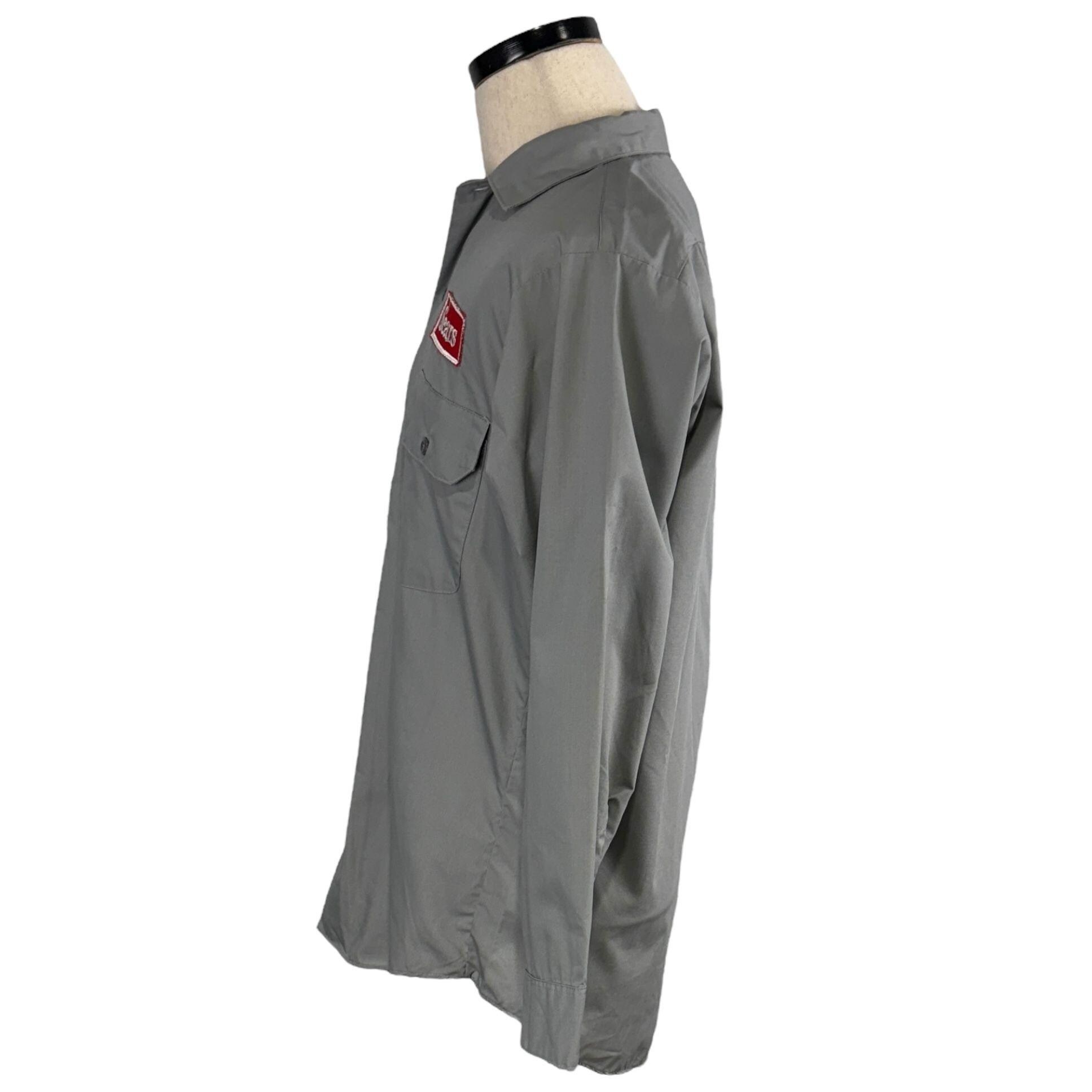 Vintage 60s Sears Permanent Press Gray Work Shirt M Long Sleeves