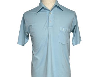Vintage 60s Munsingwear Polo Shirt Medium Blue Single Pocket USA