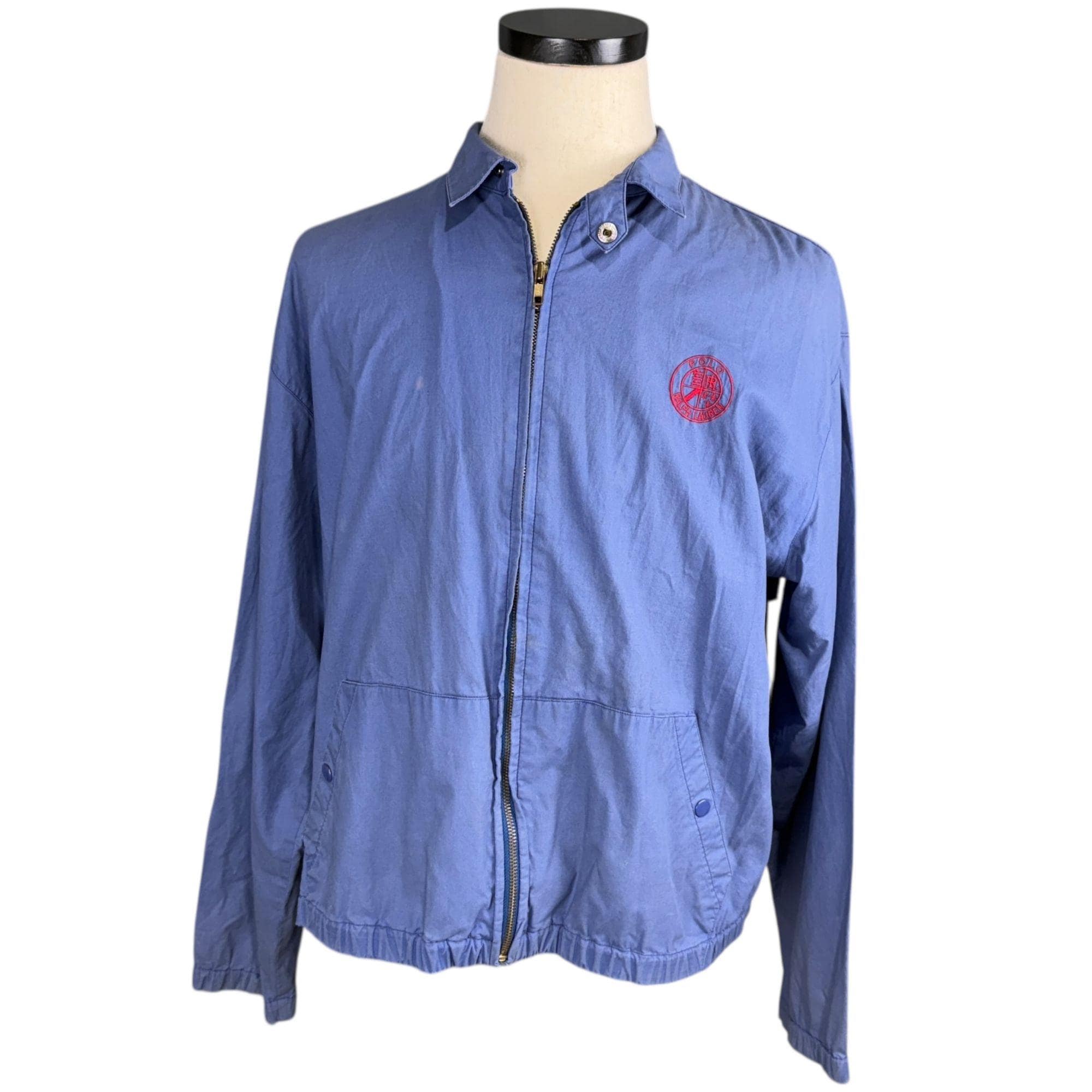 Vintage 80s Ralph Lauren Zip Jacket: Blue Lightweight Cotton Blend