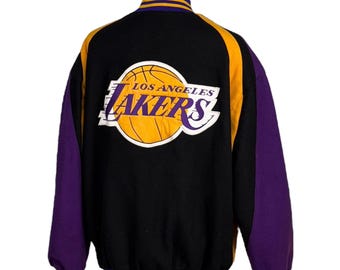 Los Angeles Lakers Jeff Hamilton 90s Wool Varsity Jacket 3XL Black/Gold/Purple