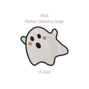 Glow in the Dark Ghost, x5 Sizes, Machine embroidery design file, Kawaii, instant digital download, zip, 6 file formats