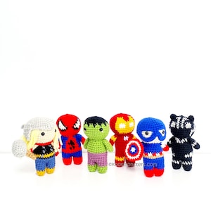 All 6 Super Hero Bundle Crochet PATTERN ONLY (PDF) download how to amigurumi tutorial instructions guide beginner hero panther superheroes