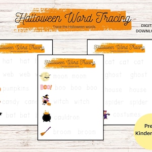Halloween Word Tracing Printable Pre School Kindergarten