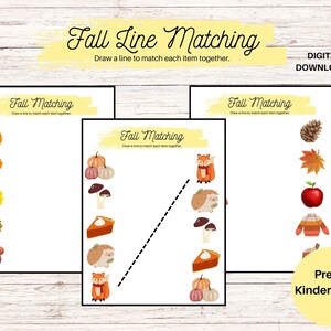 Automne Automne Ligne Correspondant Maternelle Préscolaire Imprimable
