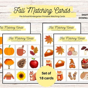 Automne Cartes imprimables assorties d’automne pour la maternelle