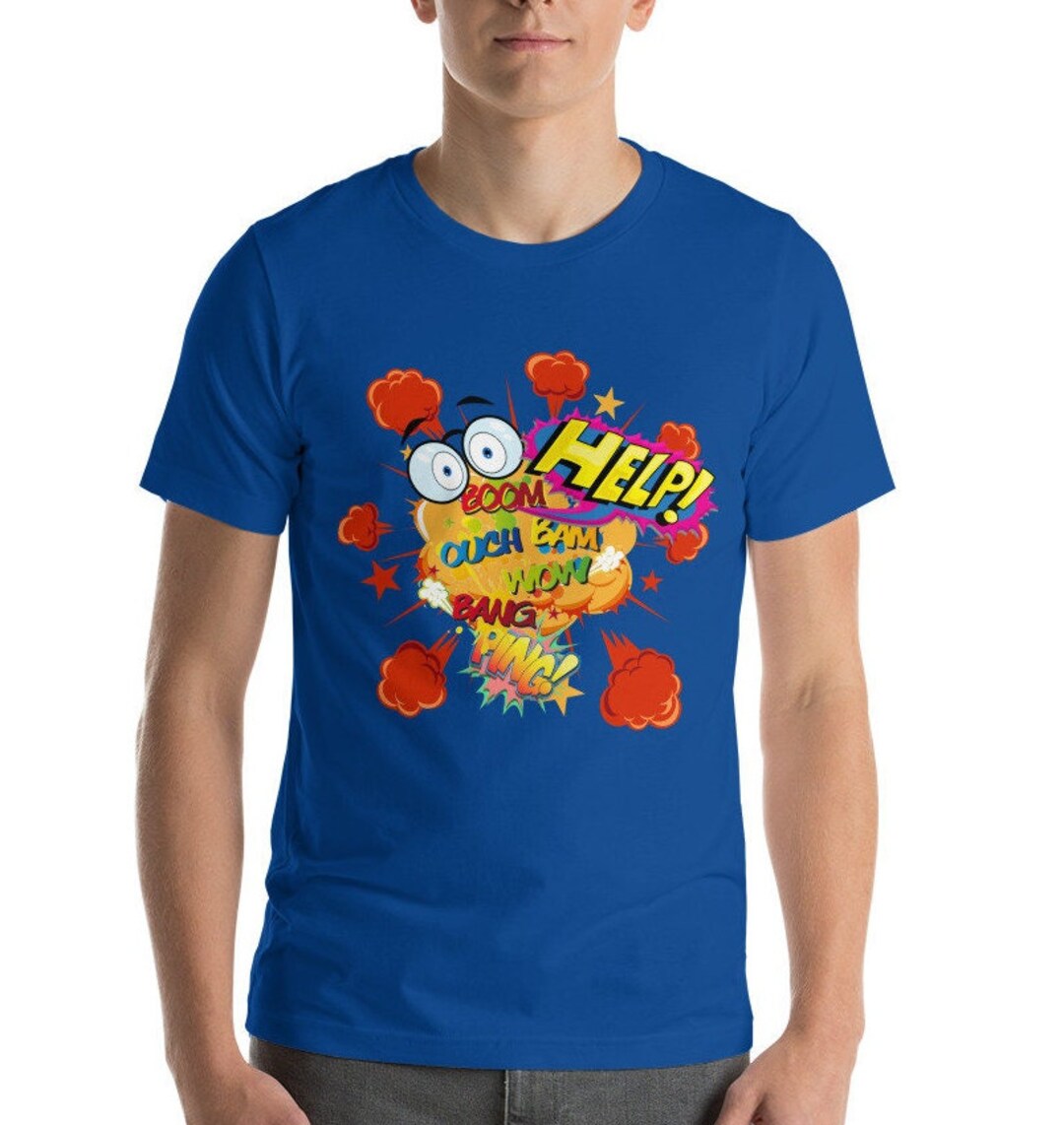 Retro Tee Shirt Comic Collage Help Balloon Fun Comic - Etsy