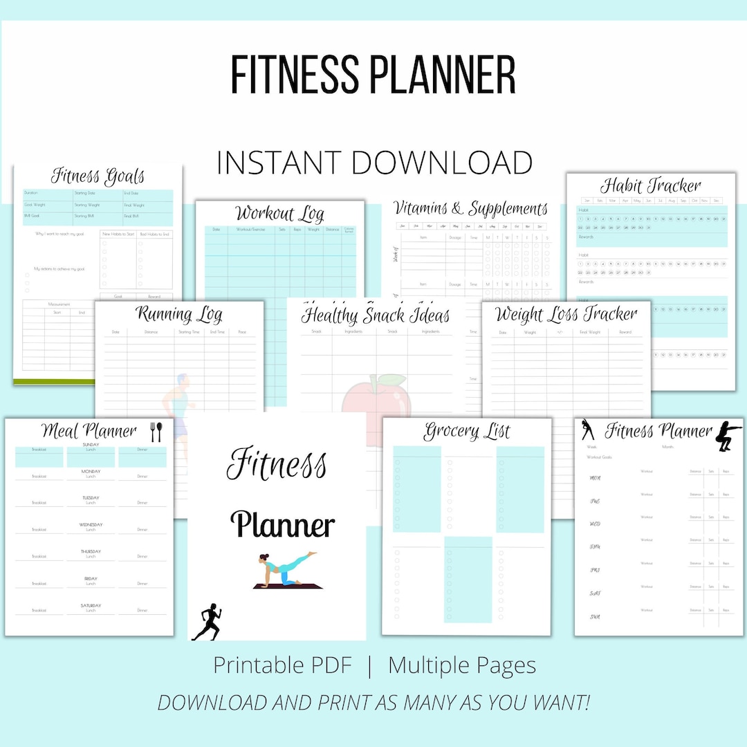 Fitness Planner Printable Printable Health and Fitness Workout Fitness Planner Printable Printable Health and Fitness Workout