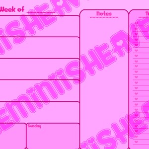 Rosa Wochenplaner Vorlage