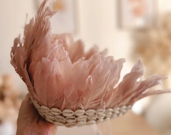 Gorgeous Soft Pink Feather Headdress Boho Home Decor, Festival Headdress, Crown