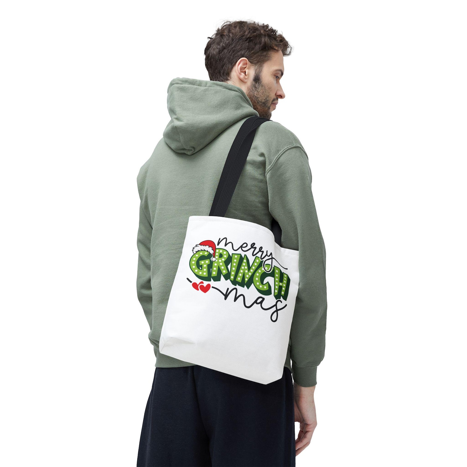 Funny Festive Merry Grinchmas Tote, Christmas Reusable Grocery Sack,