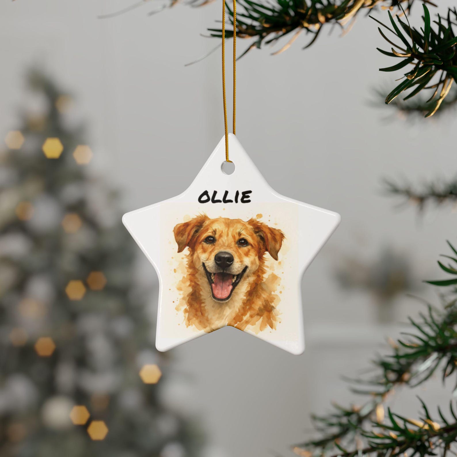 Personalized Star Watercolor Pet Photo