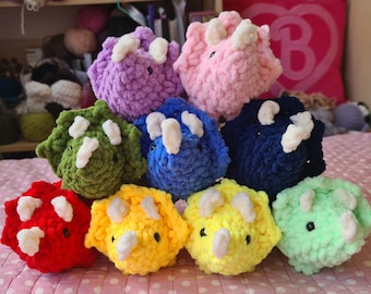 Rainbow Crochet Triceratops Plush