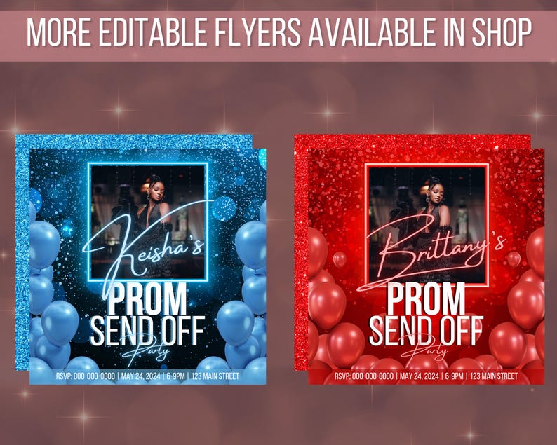 Editable Rose Gold Prom Invitation Flyer | Prom Send off Flyer | Prom ...