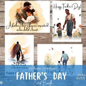 Pacchetto di carte per la festa del papà afroamericano / Carte per papà nero / Carte per la festa del papà stampabili / Download digitale / File PDF