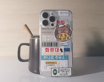 Cute Bear Korea Label iPhone Case, Soft TPU Gel