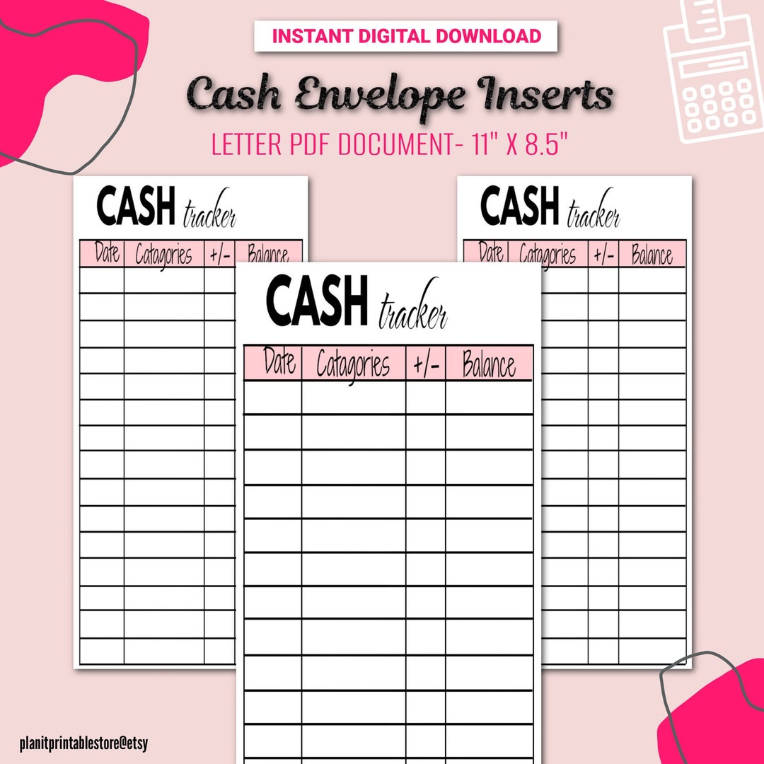 CASH Envelope Inserts Great for Cash Stuffing Cash Stuffing Envelopes ...