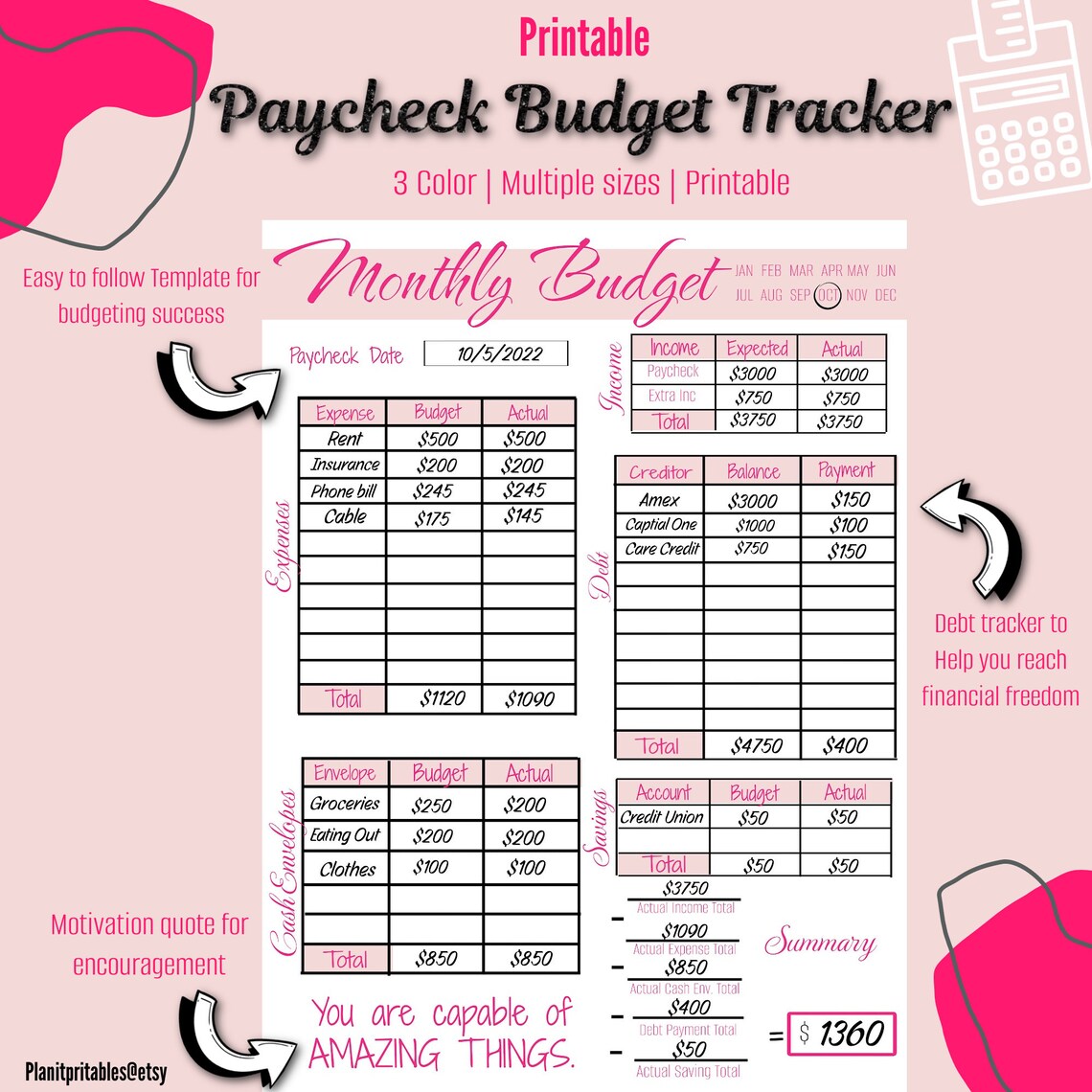 Paycheck Budget Planner Paycheck BUDGET Printouts Great for Budget